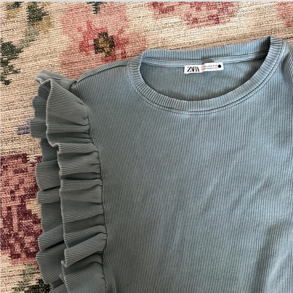 Zara Blue Ruffle Top - Picture 2 of 3